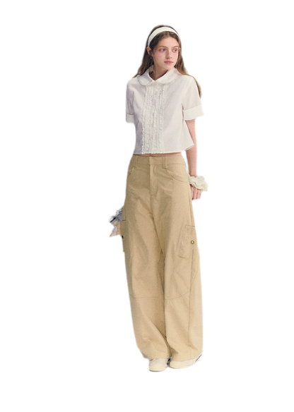 Lace Collar Cotton Shirt