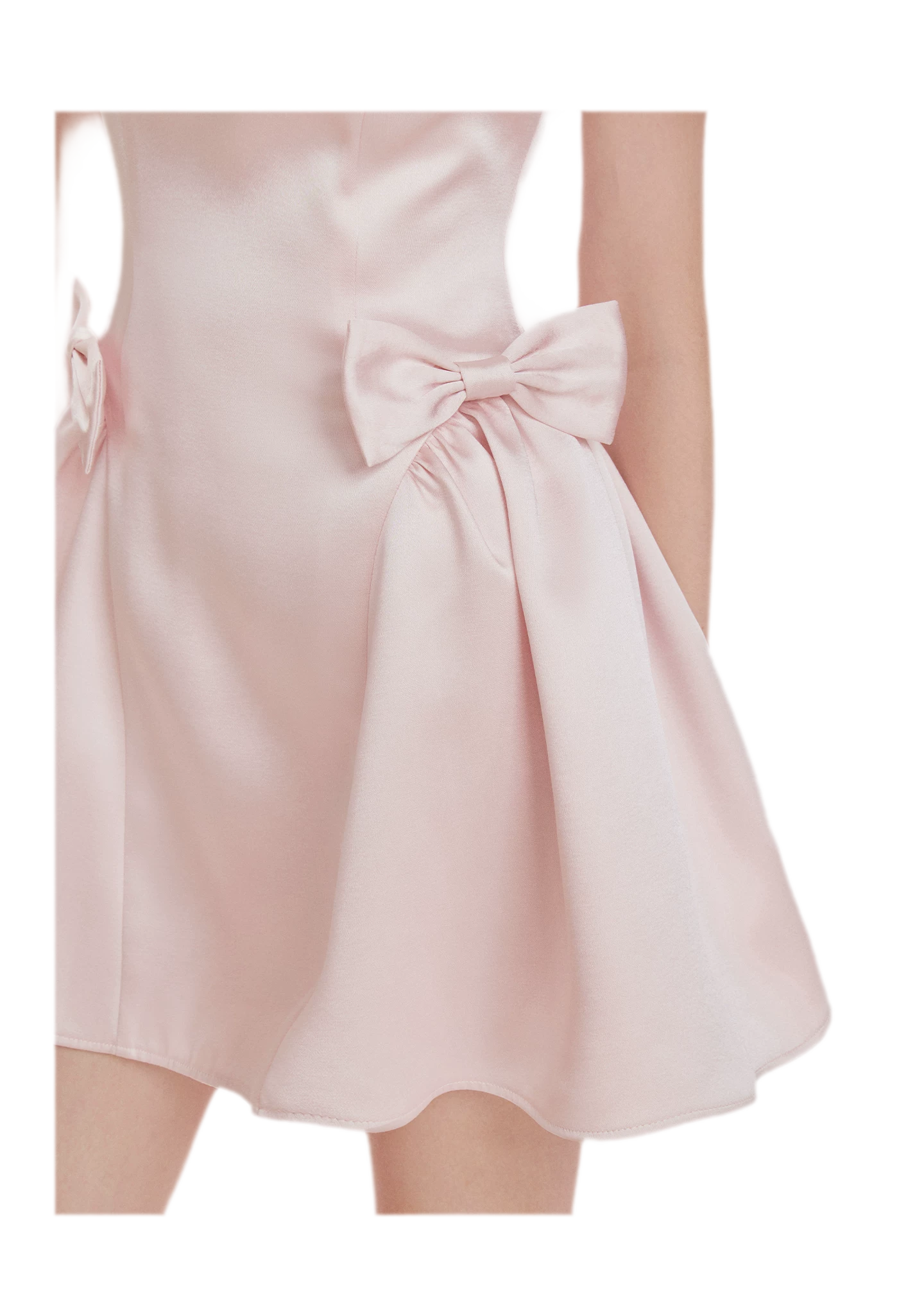 Pearlescent Satin Waist-Tie Dress