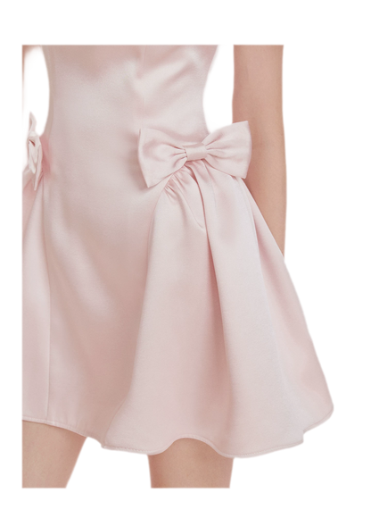 Pearlescent Satin Waist-Tie Dress