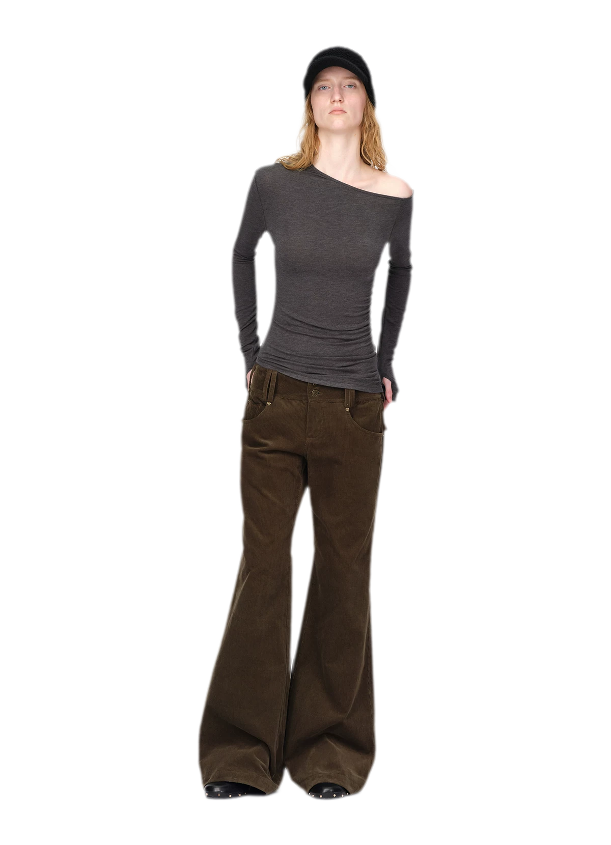 Washed Corduroy Wide-Leg Trousers