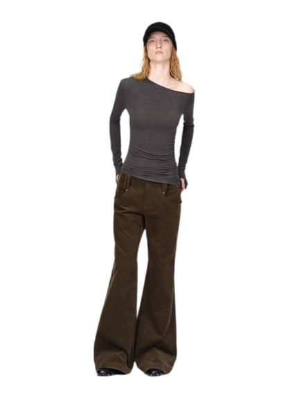 Washed Corduroy Wide-Leg Trousers