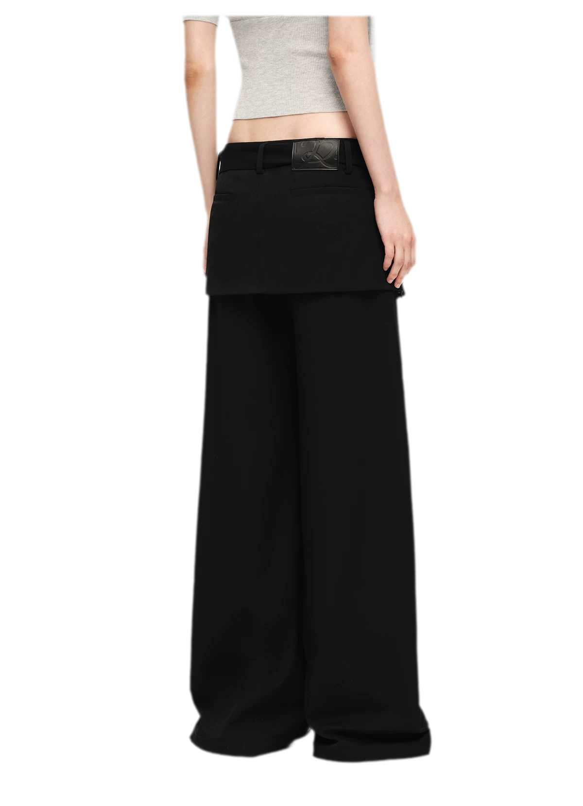 Structured Faux-Layer Wide-Leg Trousers