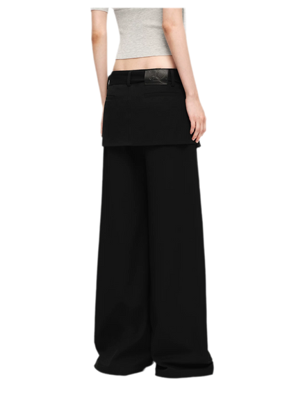 Structured Faux-Layer Wide-Leg Trousers