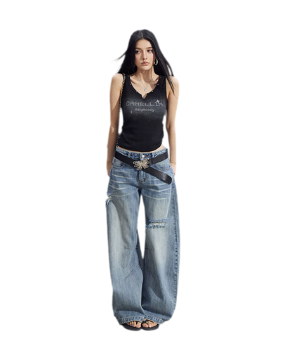 Rhinestone V-Neck Tank