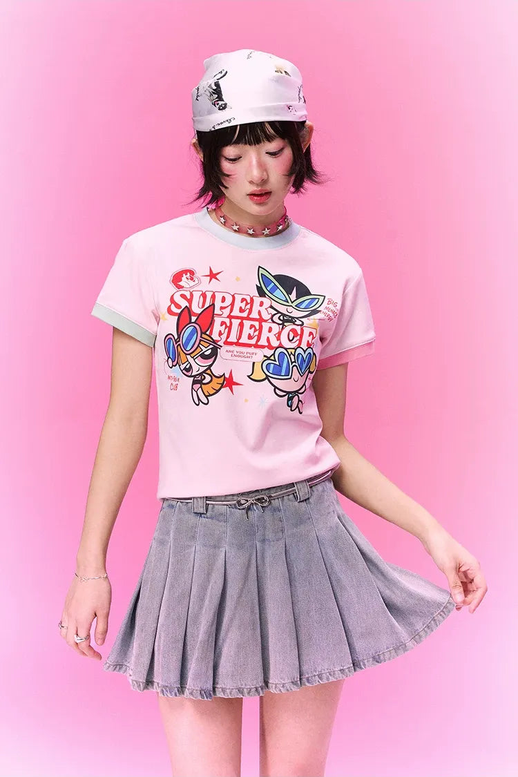 Contrast Print Fitted T-Shirt