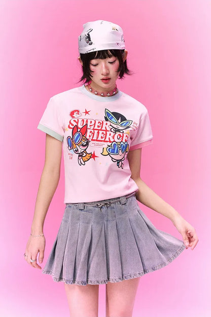 Contrast Print Fitted T-Shirt