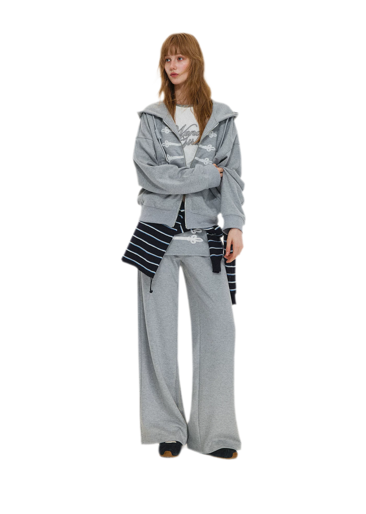 Texturierte Hoodie-Jacke mit Puff-Print