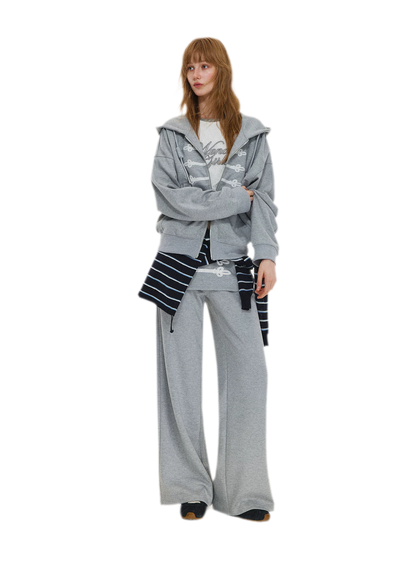 Texturierte Hoodie-Jacke mit Puff-Print