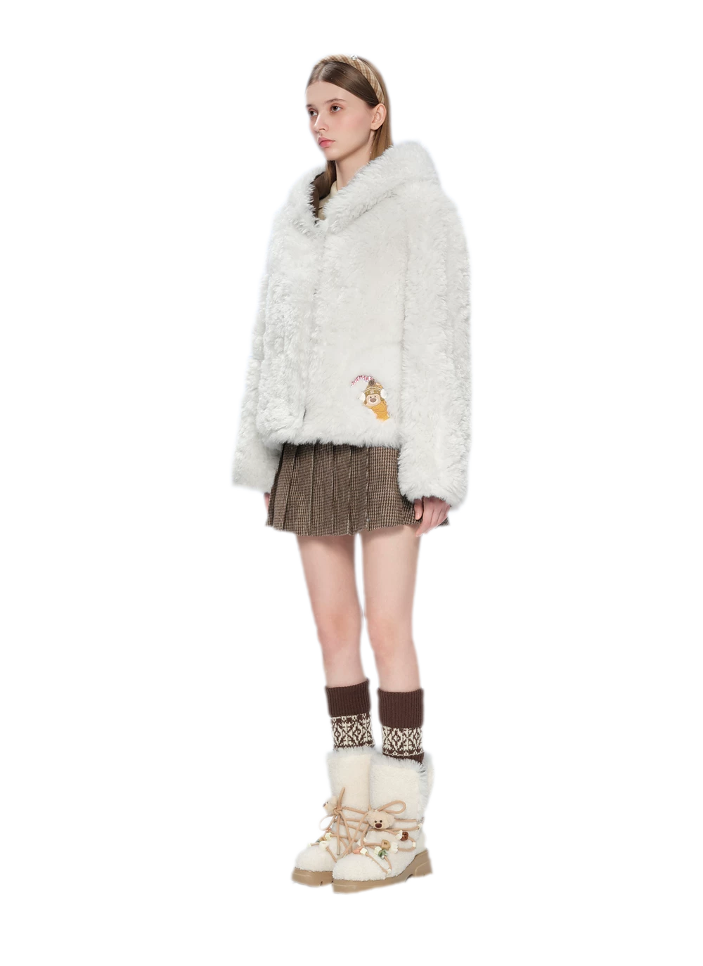 Veste courte réversible en fausse fourrure