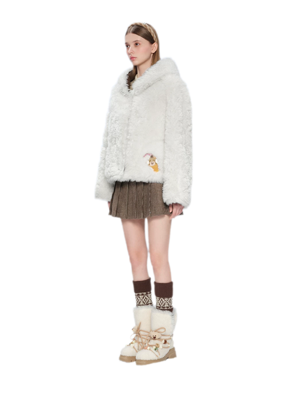 Veste courte réversible en fausse fourrure