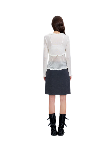 Lace Trim Openwork Cardigan