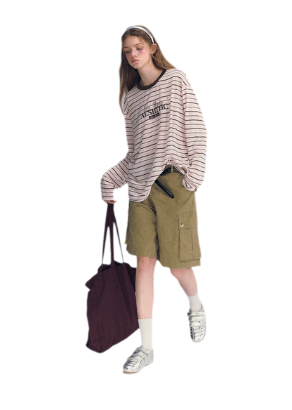 Stripe Rhinestone Long Sleeve
