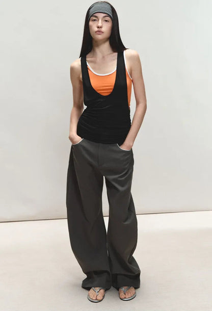 Relaxed Fit Sculpted Wide-Leg Pants