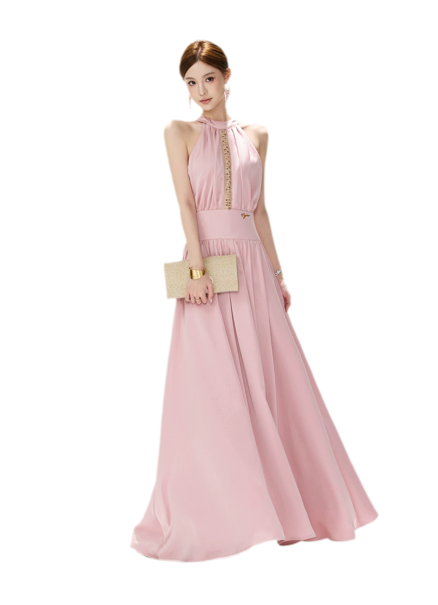 Rhinestone Halter Maxi Dress