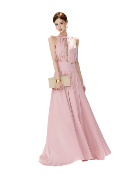 Rhinestone Halter Maxi Dress