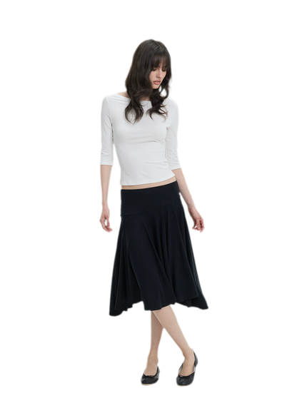 Lyocell Boat Neck Knit Top
