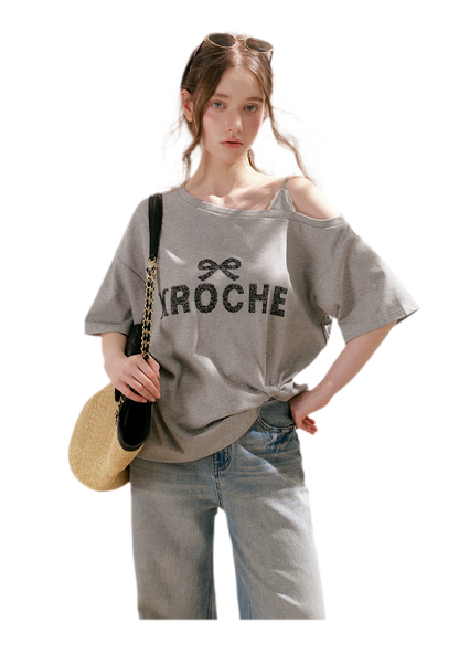 Off-Shoulder Logo T-Shirt