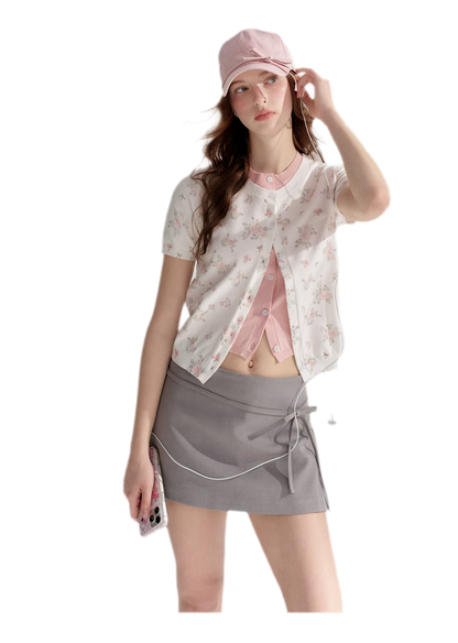 Contrast Faux Layer Knit Tee