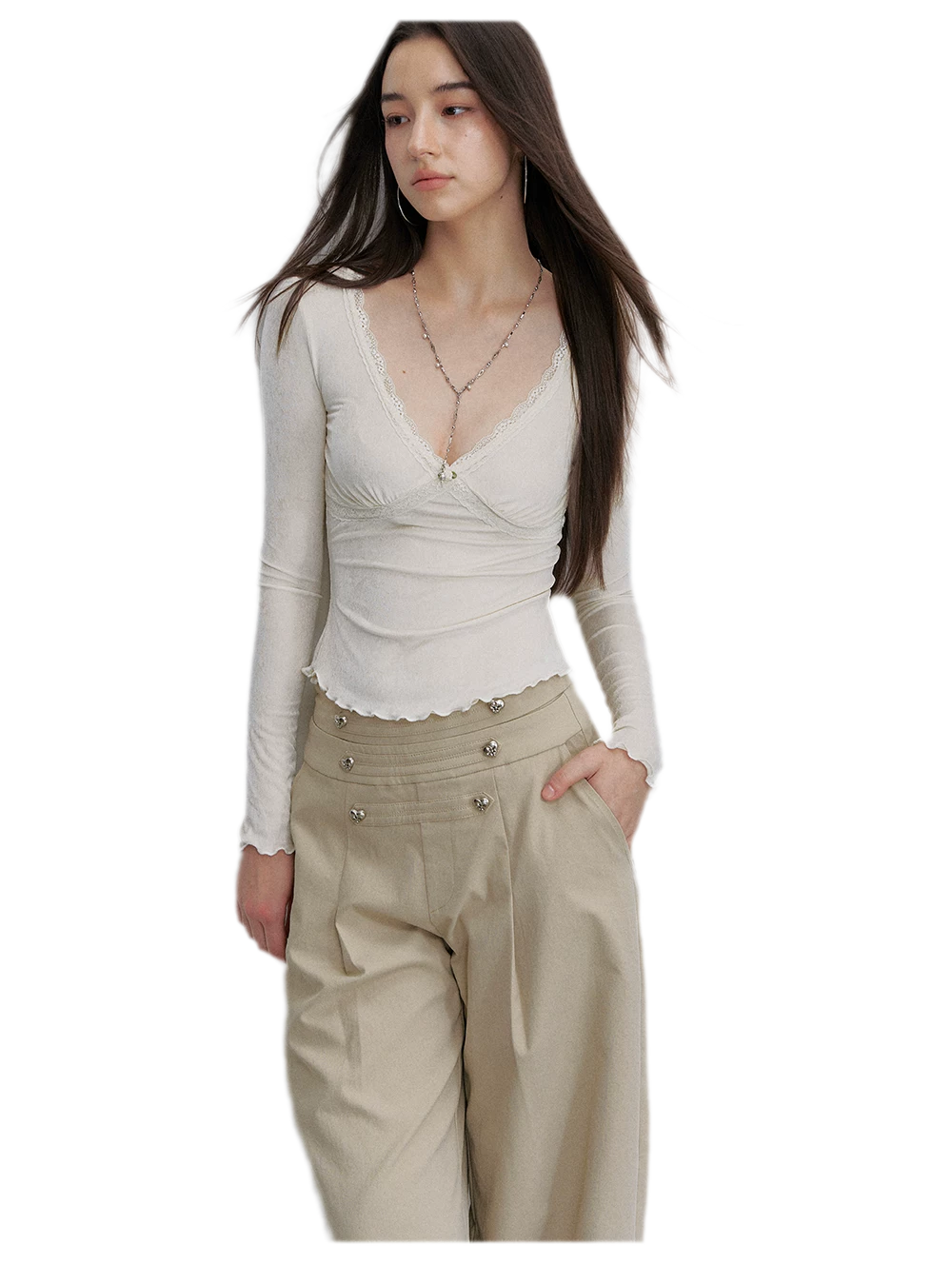 Textured Pleated Wide-Leg Pants