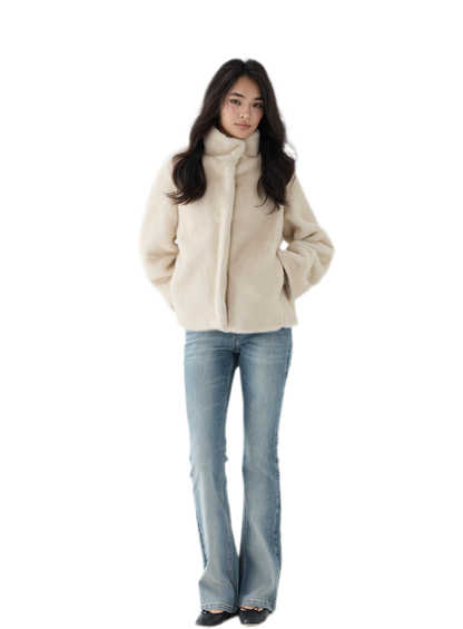 Eco-Friendly Cropped Faux Fur Jacket