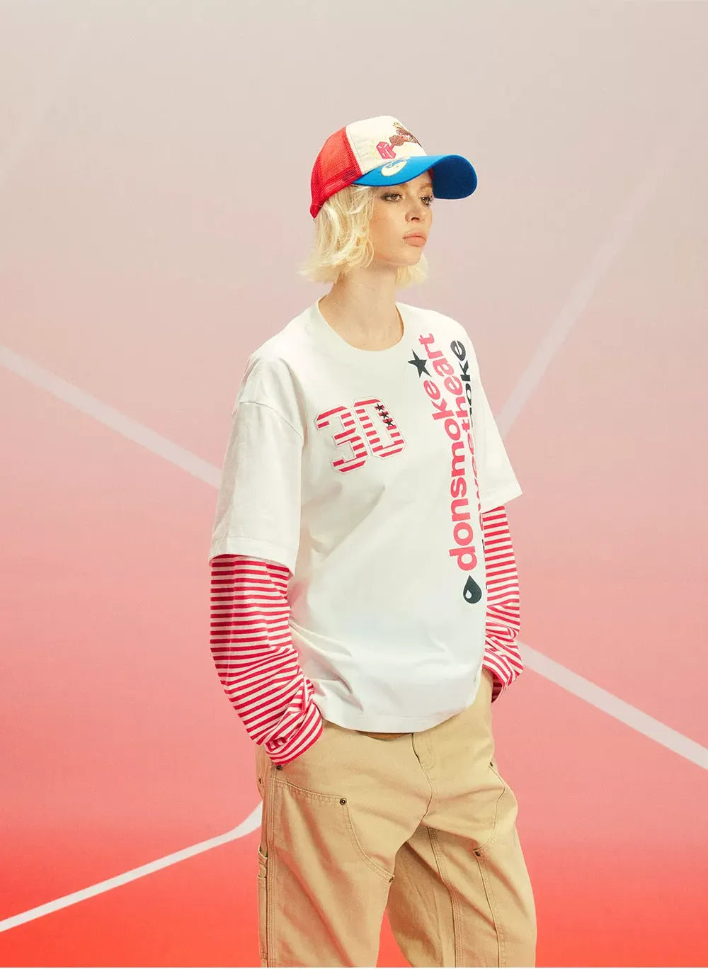 Sorona Oversized Contrast-Sleeve T-Shirt