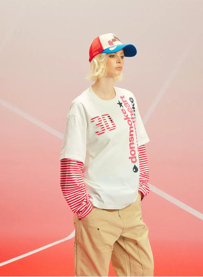 Sorona Oversized Contrast-Sleeve T-Shirt