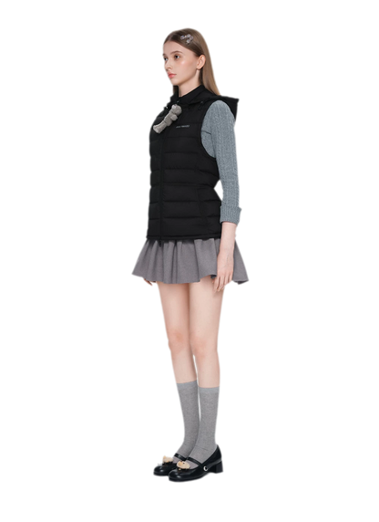 Cinched Hooded Quilted Down Vest