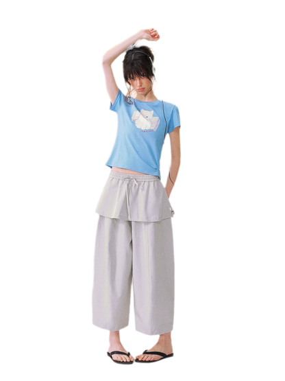 Layered Skirt Balloon Pants