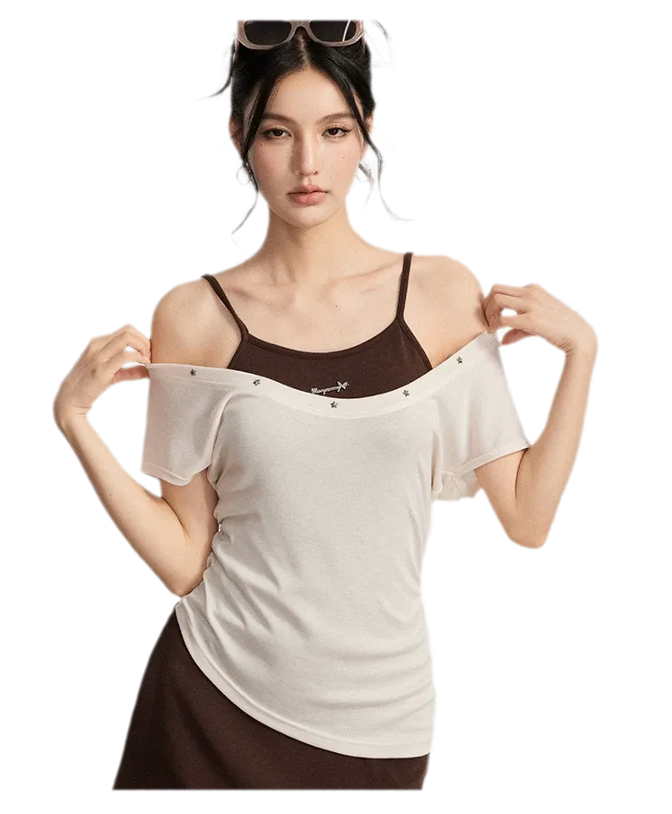 Contrast Strap Dress Set