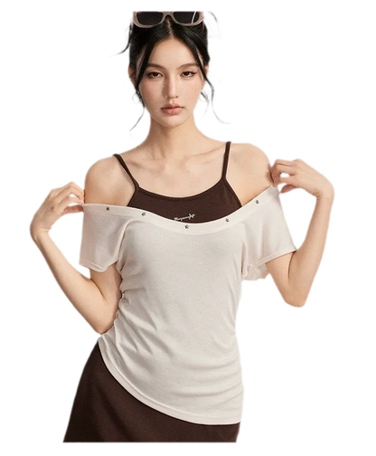 Contrast Strap Dress Set