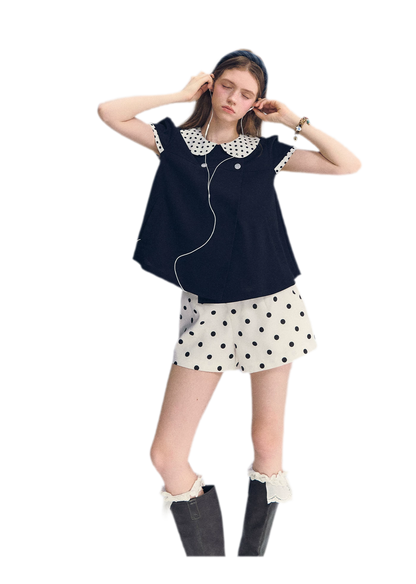 Polka Dot Doll Collar Top