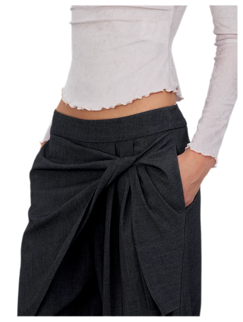 Twisted Overlay Wide-Leg Trousers