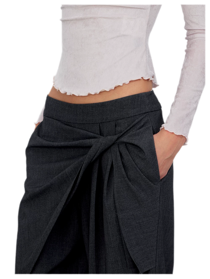 Twisted Overlay Wide-Leg Trousers
