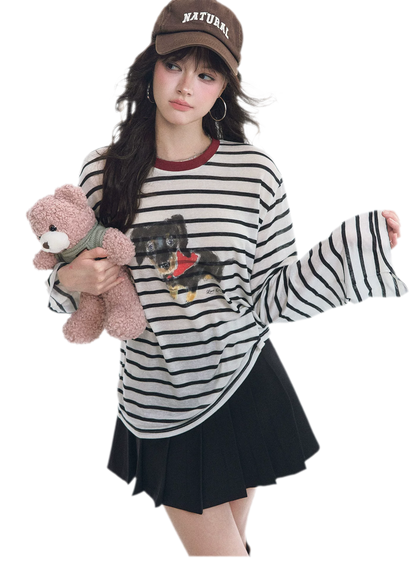 Lyocell Striped Puppy T-Shirt