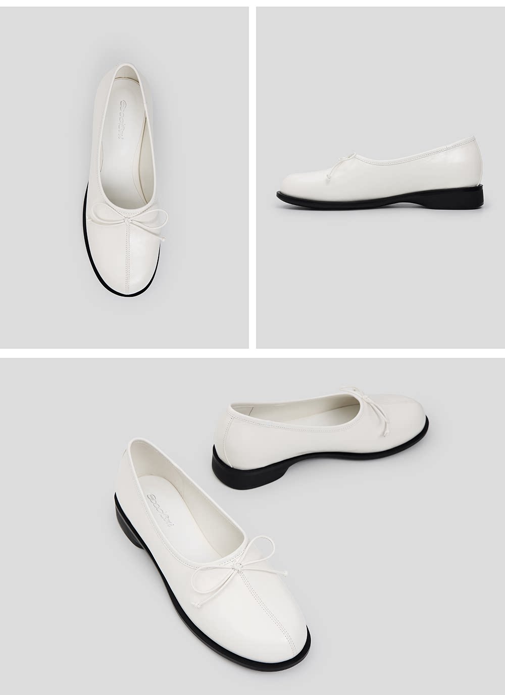 Oiled Leather Bow Ballet Flats