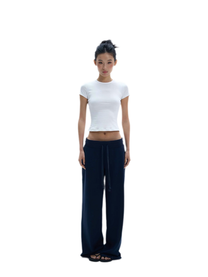 Wide-Leg Drawstring Sweatpants