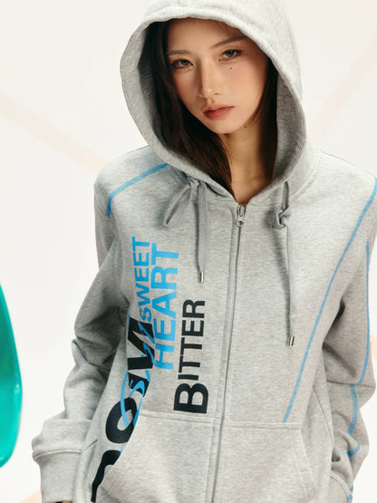 Contrast Stitch Fitted Hooded Sweatshirt