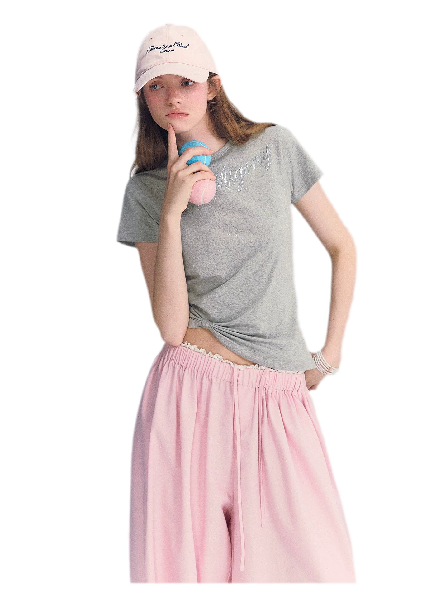 Rhinestone Twisted Hem Tee