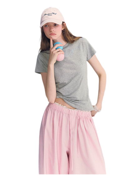 Rhinestone Twisted Hem Tee