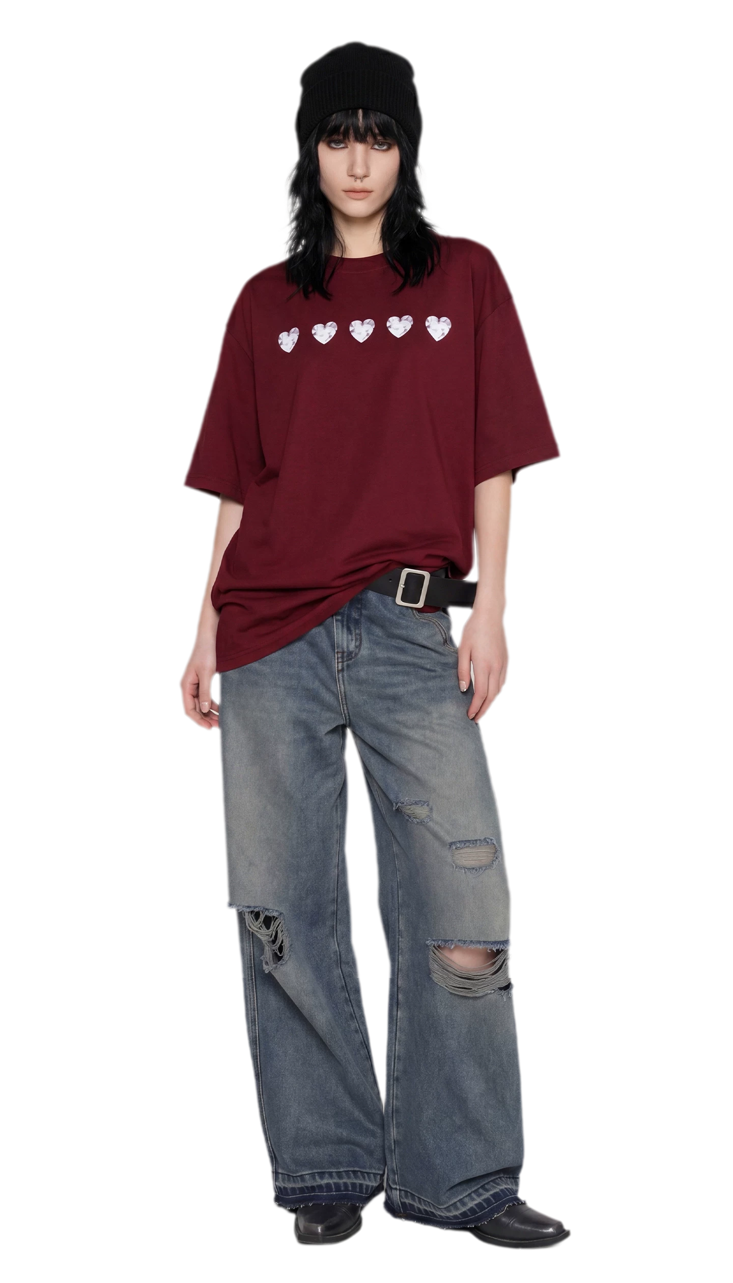 Silver Print Oversized T-Shirt