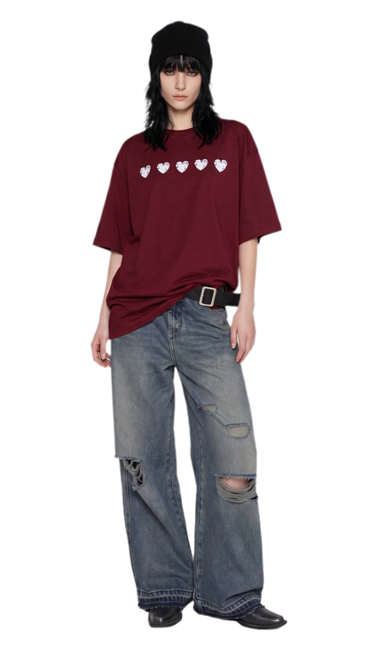 Silver Print Oversized T-Shirt