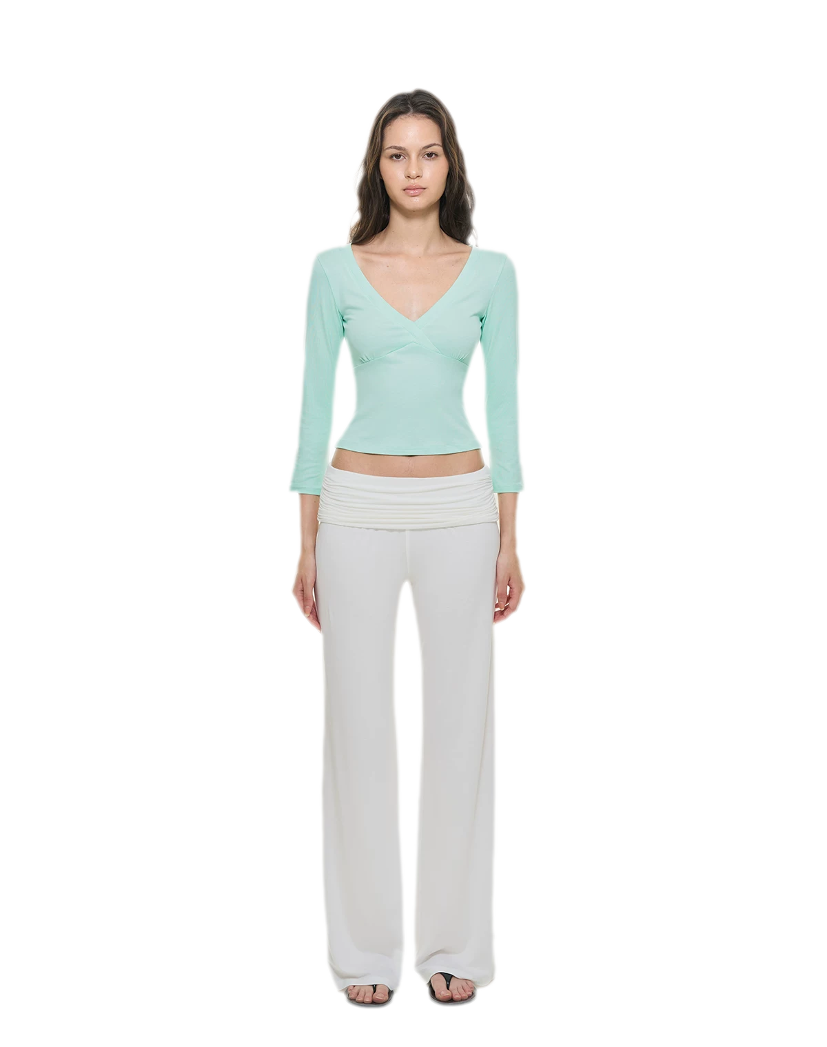 Crossfront Ribbed V-Neck Top