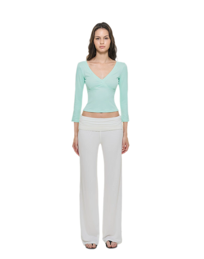 Crossfront Ribbed V-Neck Top