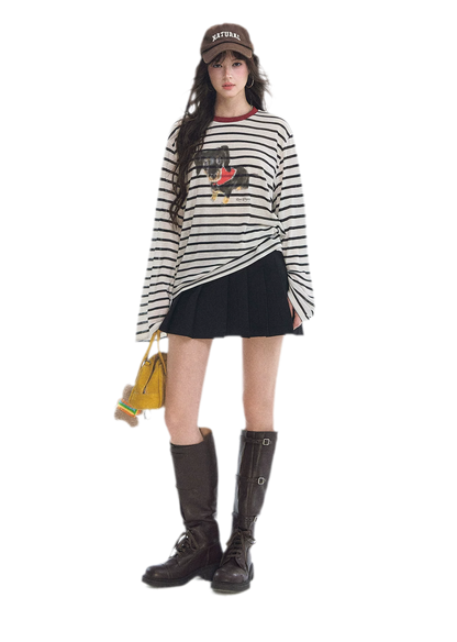 Asymmetrical Pleated A-Line Skort