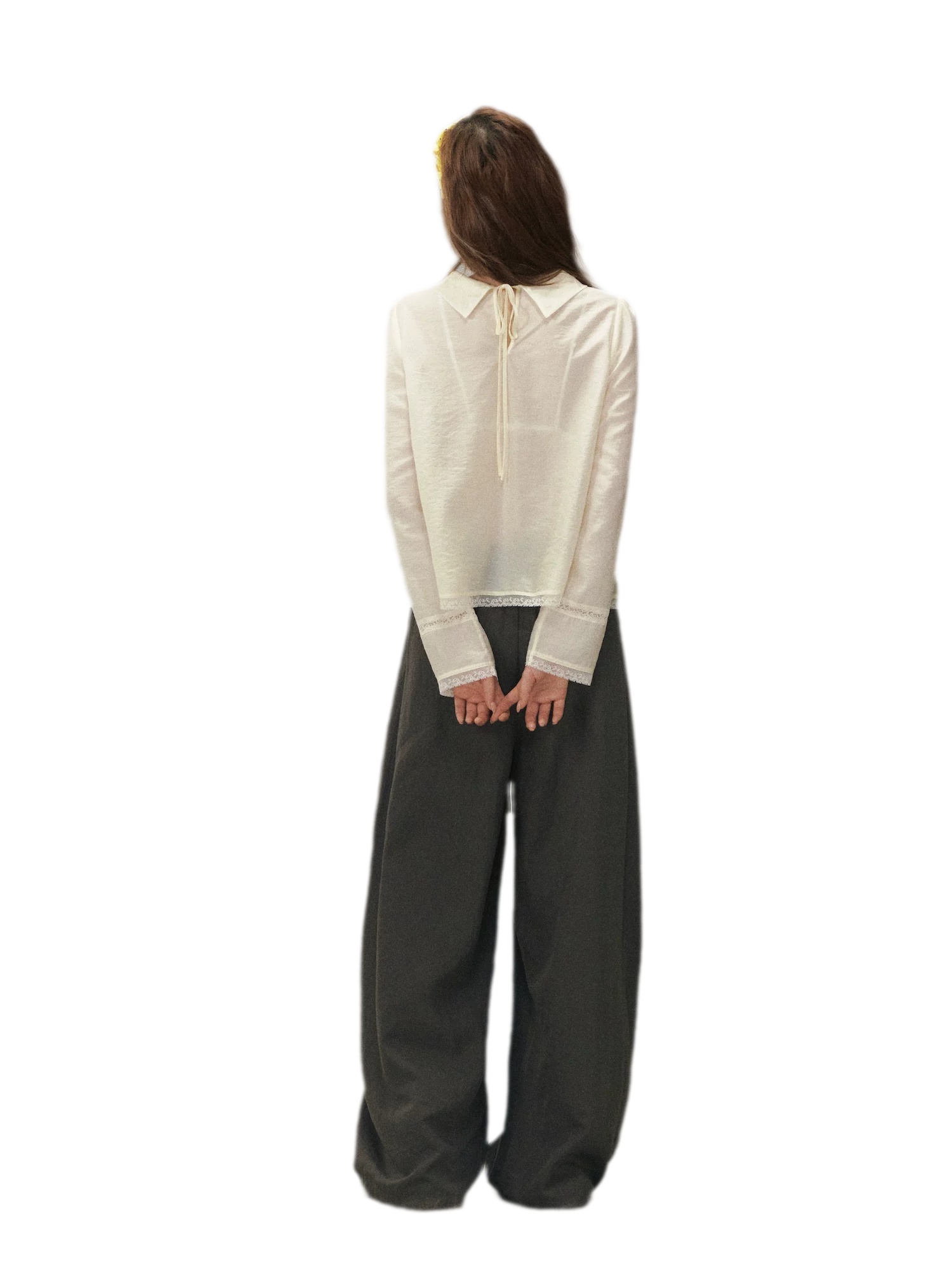 Pintuck Lace Cuff Blouse