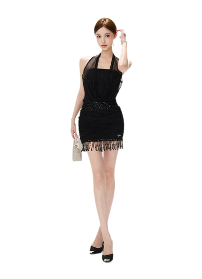 CYNR Halter Sequin Mini Dress – view 10