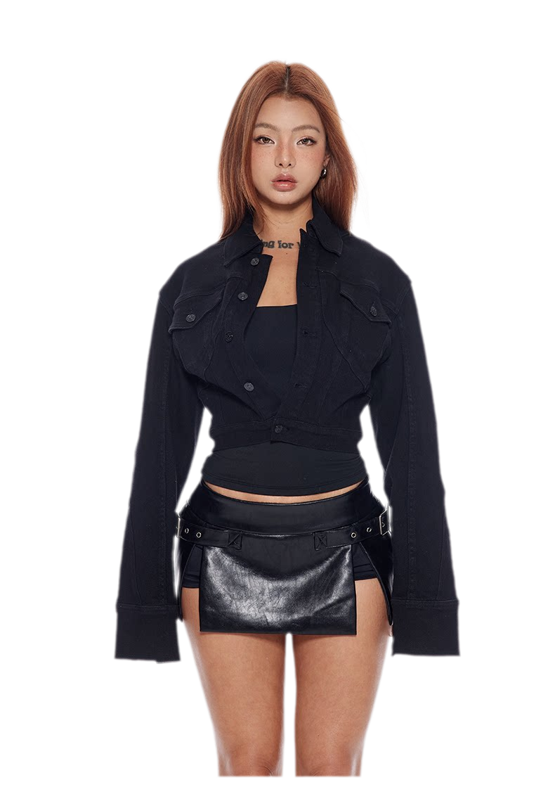 Panelled Cropped Denim Jacket