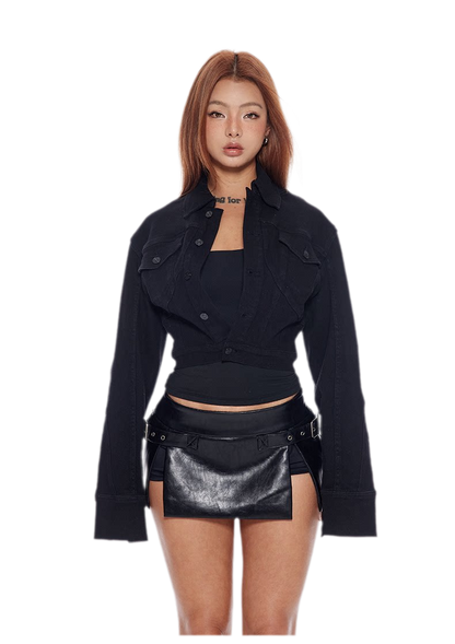Panelled Cropped Denim Jacket
