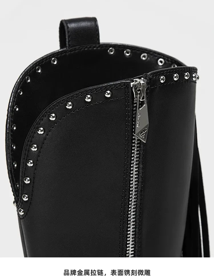 Studded Fringe Western Boots