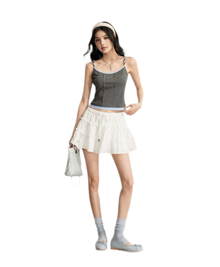Lace Tiered Mini Skirt